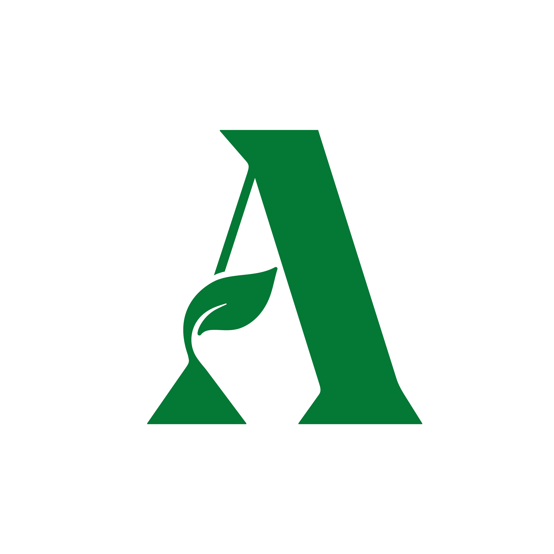 A green letter a with an arrow on it.